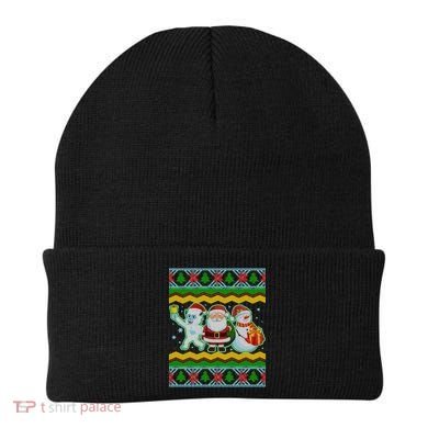 Cute Yeti Santa and Snowman Ugly Sweater Beanie