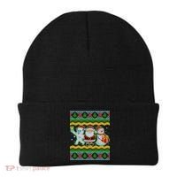 Cute Yeti Santa and Snowman Ugly Sweater Beanie thumb 0