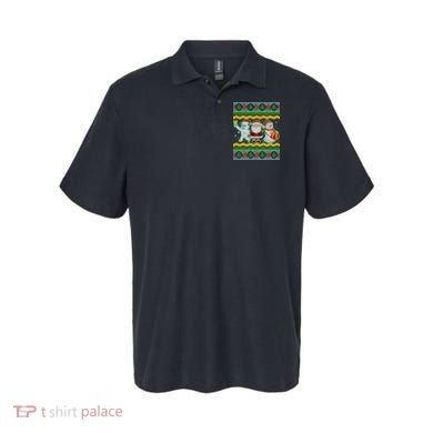 Cute Yeti Santa and Snowman Ugly Sweater Polo
