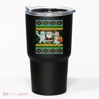 Cute Yeti Santa and Snowman Ugly Sweater Tumbler thumb 0