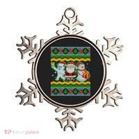 Cute Yeti Santa and Snowman Ugly Sweater Ornament thumb 0