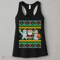 Cute Yeti Santa and Snowman Ugly Sweater Women's Tank Top thumb 3