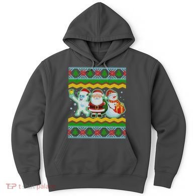 Cute Yeti Santa and Snowman Ugly Sweater Hoodie