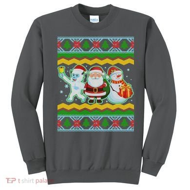 Cute Yeti Santa and Snowman Ugly Sweater Sweatshirt