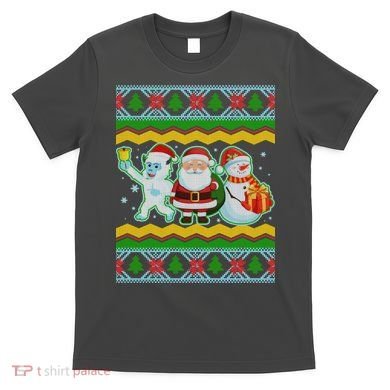 Cute Yeti Santa and Snowman Ugly Sweater T-Shirt