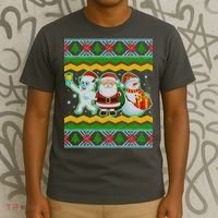 Cute Yeti Santa and Snowman Ugly Sweater T-Shirt thumb 3