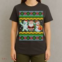 Cute Yeti Santa and Snowman Ugly Sweater T-Shirt thumb 4