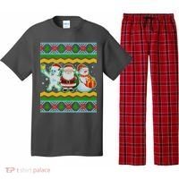 Cute Yeti Santa and Snowman Ugly Sweater Pajama Set thumb 0