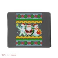 Cute Yeti Santa and Snowman Ugly Sweater Mousepad thumb 0