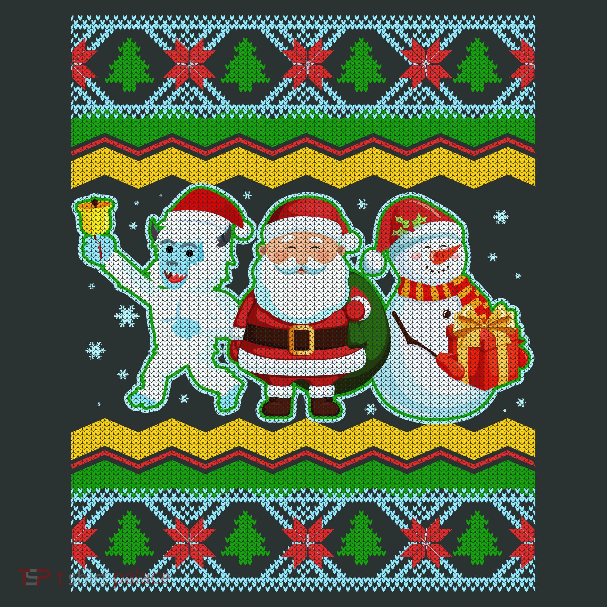 Cute Yeti Santa and Snowman Ugly Sweater Mousepad