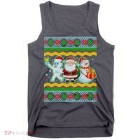 Cute Yeti Santa and Snowman Ugly Sweater Tank Top thumb 0