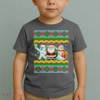Cute Yeti Santa and Snowman Ugly Sweater Toddler T-Shirt thumb 2