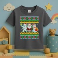 Cute Yeti Santa and Snowman Ugly Sweater Toddler T-Shirt thumb 3
