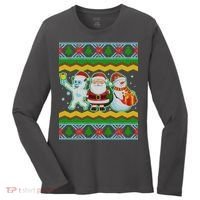 Cute Yeti Santa and Snowman Ugly Sweater Women's Long Sleeve Shirt thumb 0