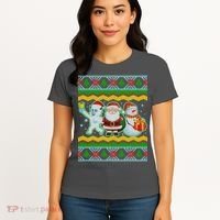 Cute Yeti Santa and Snowman Ugly Sweater Women's T-Shirt thumb 4