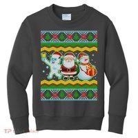 Cute Yeti Santa and Snowman Ugly Sweater Kids Sweatshirt thumb 0