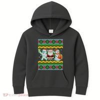 Cute Yeti Santa and Snowman Ugly Sweater Kids Hoodie thumb 0