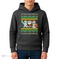 Cute Yeti Santa and Snowman Ugly Sweater Kids Hoodie thumb 4
