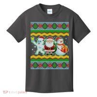 Cute Yeti Santa and Snowman Ugly Sweater Kids T-Shirt thumb 0