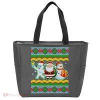 Cute Yeti Santa and Snowman Ugly Sweater Tote Bag thumb 0
