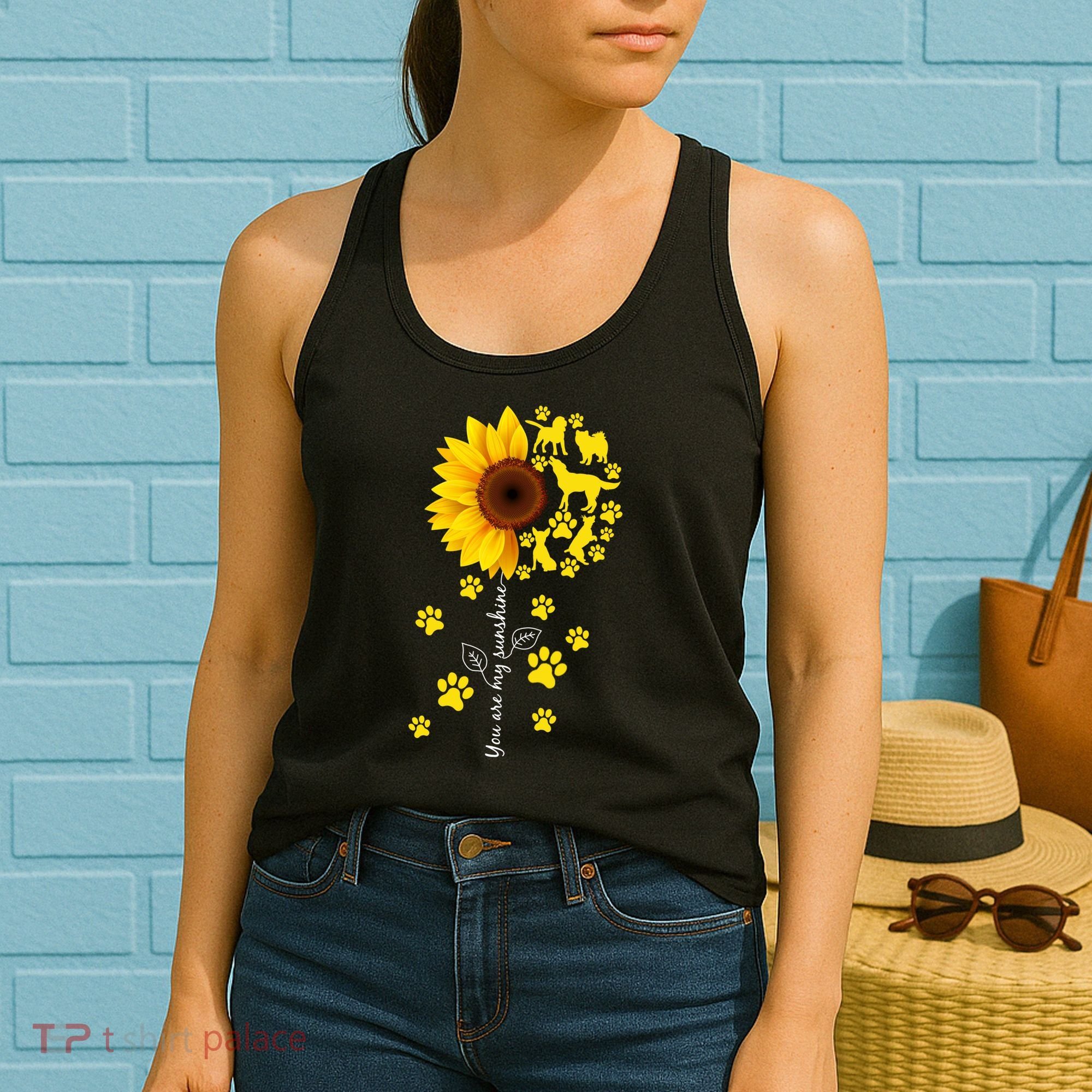 Cute You Are My Sunshine Sunflower Dogs Women's Tank Top