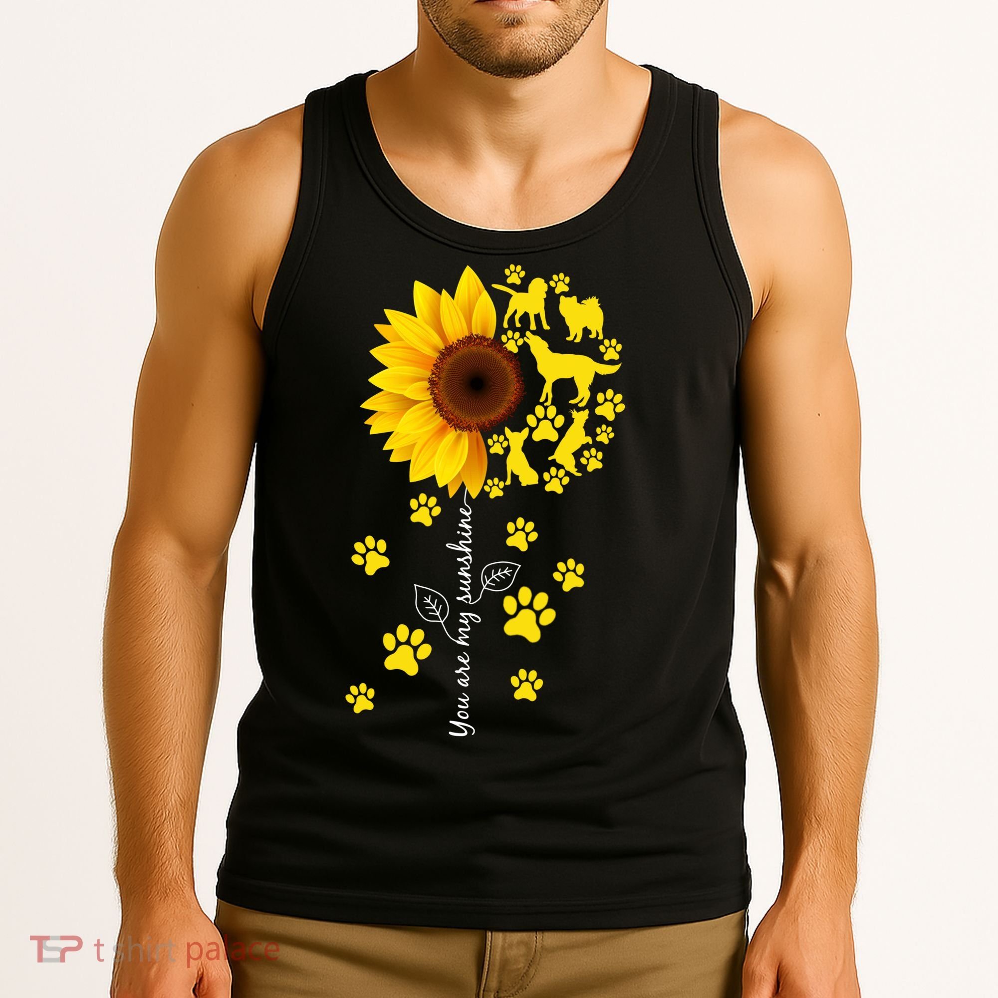 Cute You Are My Sunshine Sunflower Dogs Tank Top