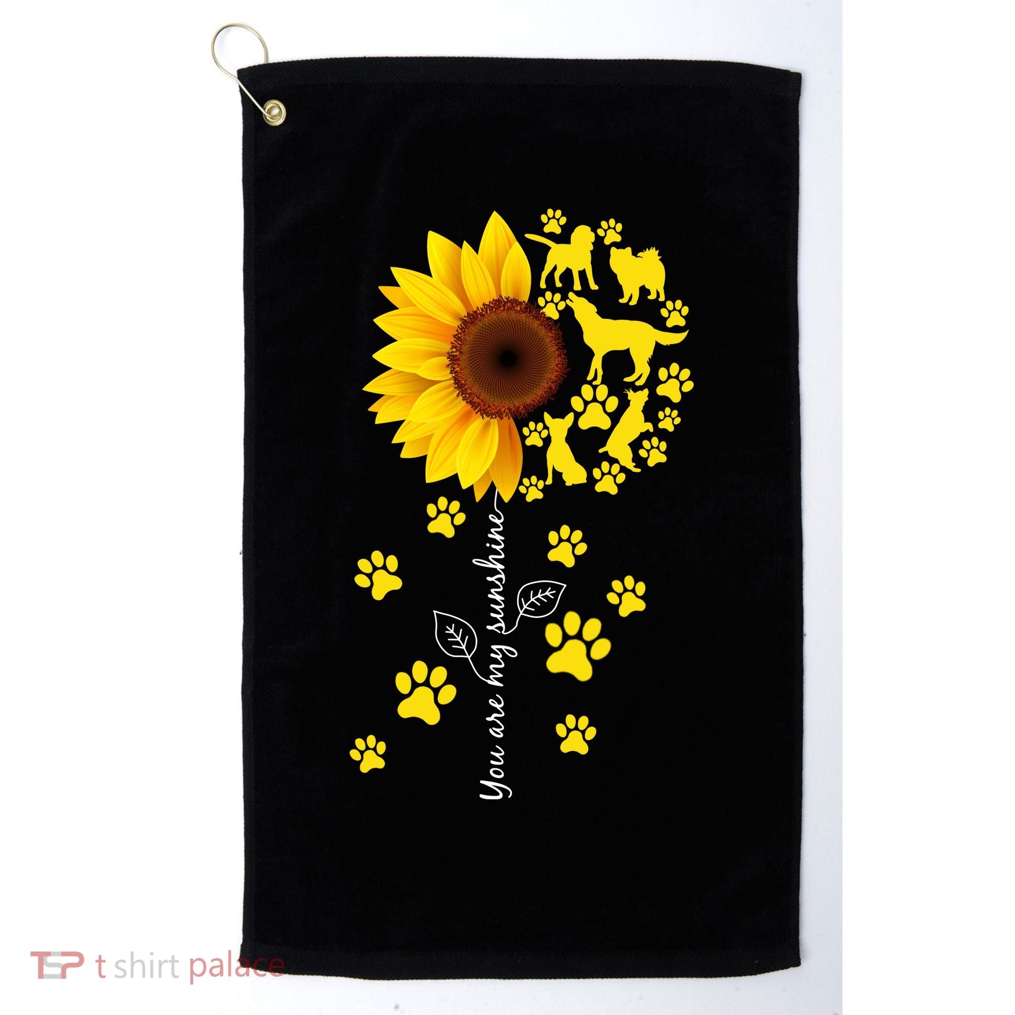 Cute You Are My Sunshine Sunflower Dogs Golf Towel