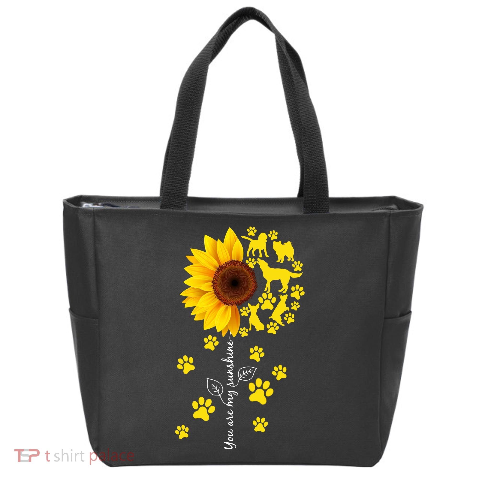 Cute You Are My Sunshine Sunflower Dogs Tote Bag