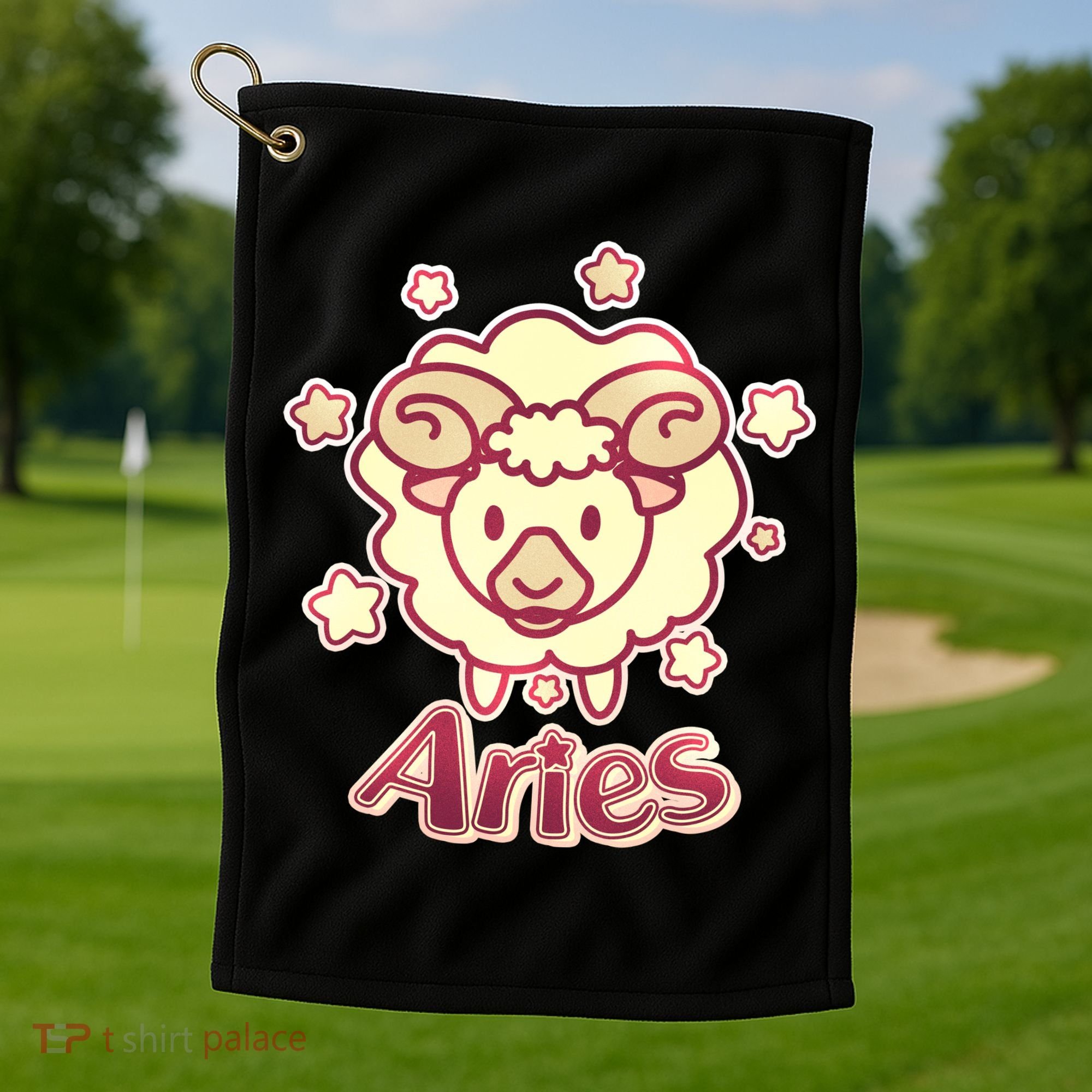 Cute Zodiac Aries Ram Golf Towel