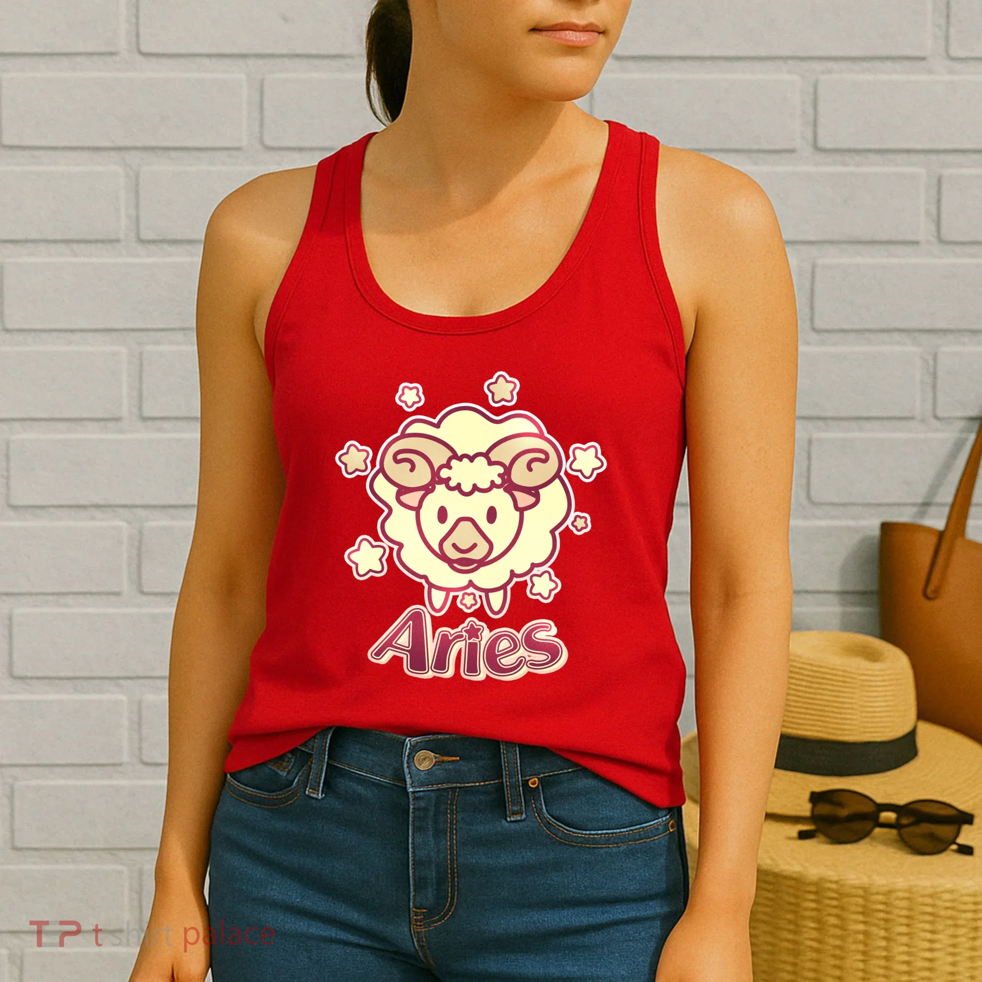 Cute Zodiac Aries Ram Women's Tank Top
