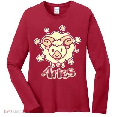 Cute Zodiac Aries Ram Women's Long Sleeve Shirt