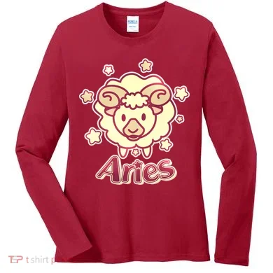 Cute Zodiac Aries Ram Women's Long Sleeve Shirt