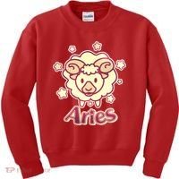 Cute Zodiac Aries Ram Kids Sweatshirt thumb 0