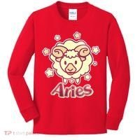 Cute Zodiac Aries Ram Kids Long Sleeve Shirt thumb 0