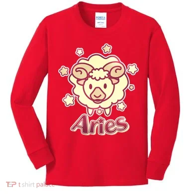 Cute Zodiac Aries Ram Kids Long Sleeve Shirt