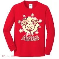 Cute Zodiac Aries Ram Kids Long Sleeve Shirt thumb 0