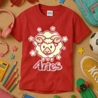 Cute Zodiac Aries Ram Kids T-Shirt thumb 3