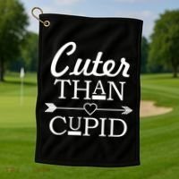 Cuter Than Cupid Funny Cute Valentines Golf Towel thumb 1