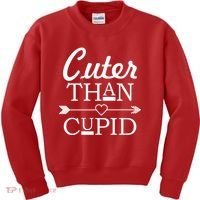 Cuter Than Cupid Funny Cute Valentines Kids Sweatshirt thumb 0