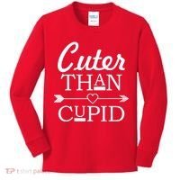 Cuter Than Cupid Funny Cute Valentines Kids Long Sleeve Shirt thumb 0