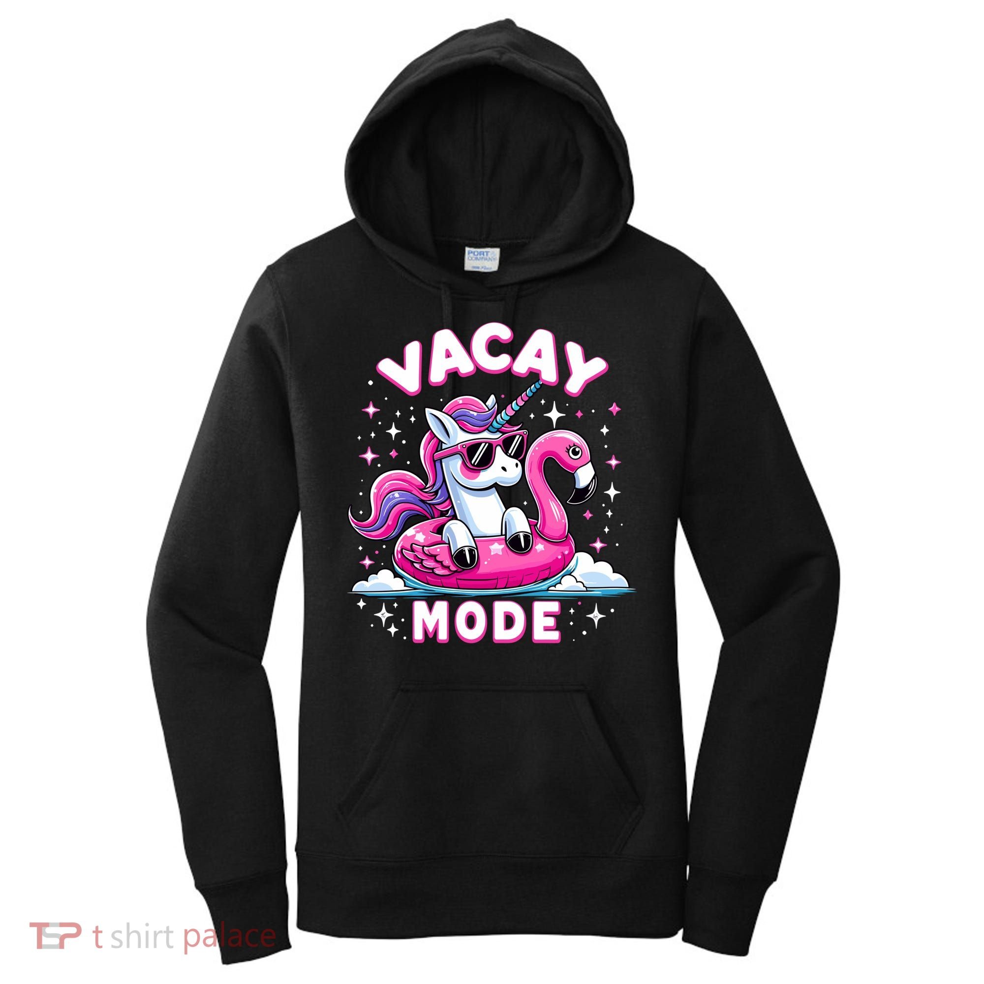 Cute Unicorn Vacay Mode Funny Family Vacation Flamingo Gift Women's Hoodie