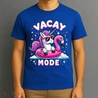 Cute Unicorn Vacay Mode Funny Family Vacation Flamingo Gift T-Shirt thumb 3
