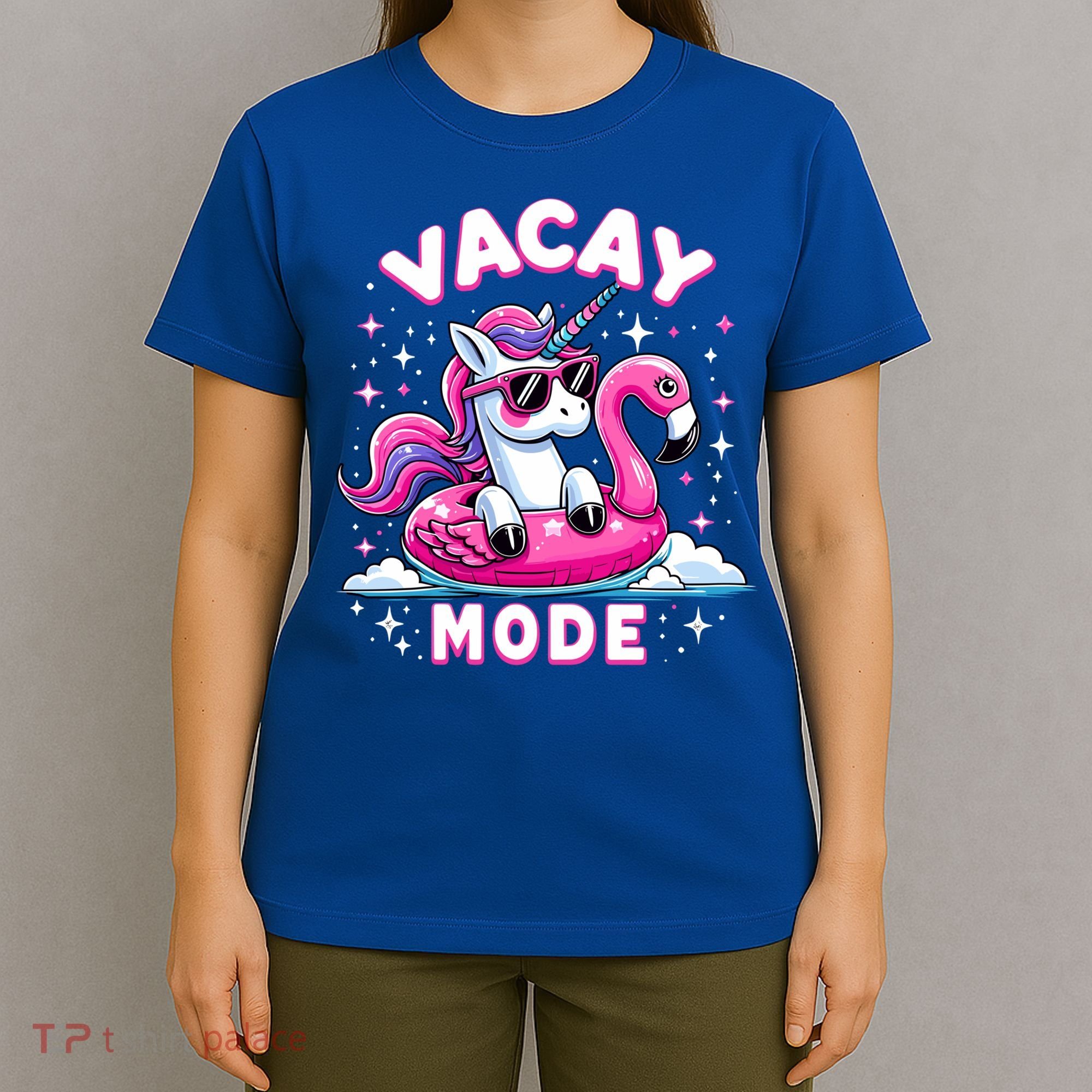 Cute Unicorn Vacay Mode Funny Family Vacation Flamingo Gift T-Shirt