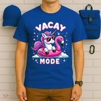 Cute Unicorn Vacay Mode Funny Family Vacation Flamingo Gift T-Shirt thumb 6