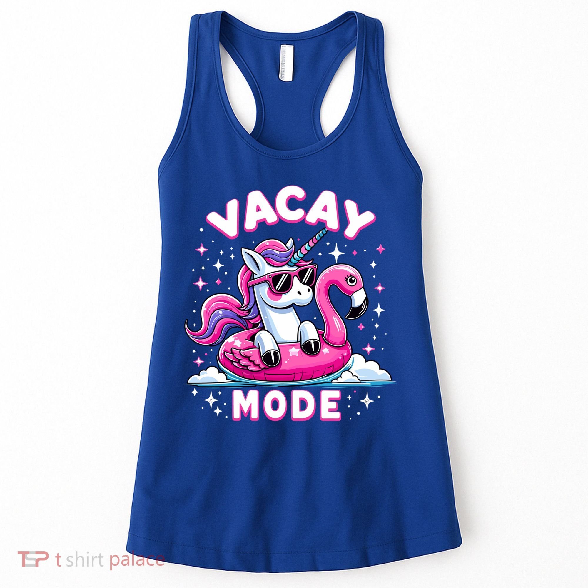 Cute Unicorn Vacay Mode Funny Family Vacation Flamingo Gift Women's Tank Top