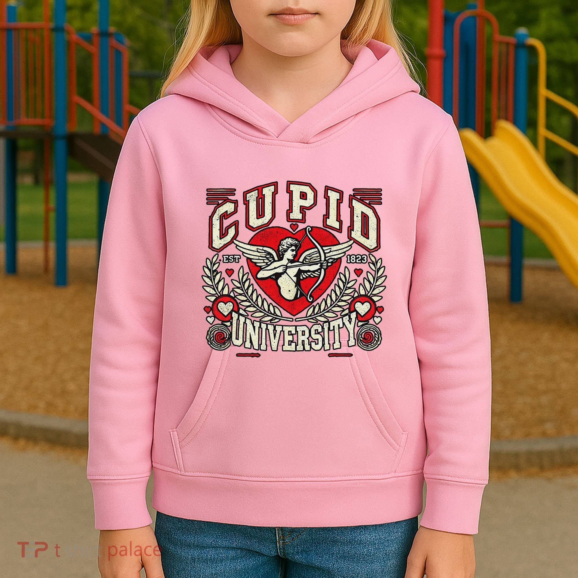 Cupid U.N.I.V.E.R.S.I.T.Y Valentine Theme Kids Hoodie