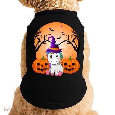 Cute Unicorn Witch Jack O Lantern Halloween Doggie Tank