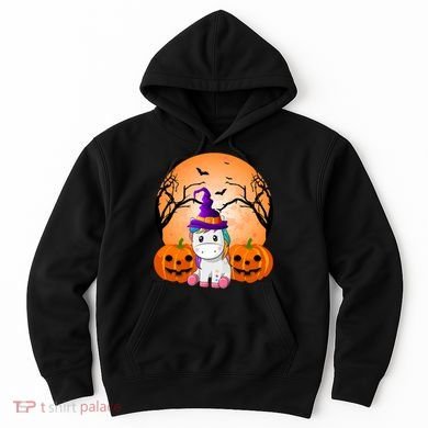 Cute Unicorn Witch Jack O Lantern Halloween Hoodie