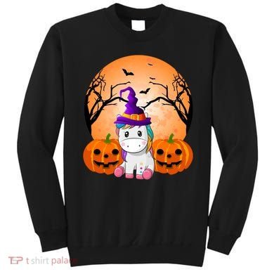 Cute Unicorn Witch Jack O Lantern Halloween Sweatshirt