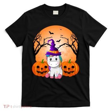 Cute Unicorn Witch Jack O Lantern Halloween T-Shirt